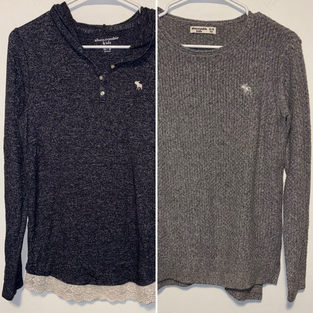 Abercrombie Kids Girls LOT OF 2 Sweater Tops Size 15/16 Cozy Knit Lace